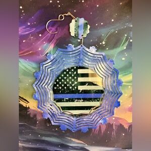 NEW 8” Blue Layered American Flag Wind spinner